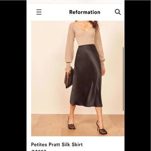 New Reformation Pratt silk skirt